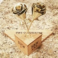 Mother's Day Oak Display with Gold Roses