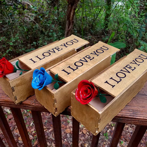 Handmade Rose in Oak Display Case