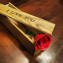 Load image into Gallery viewer, Handmade Rose in Oak Display Case